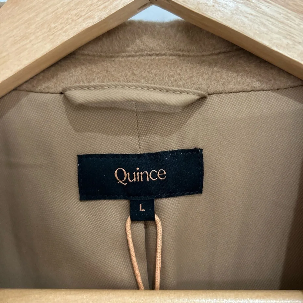 Quince Classic Wool Cashmere Single-Breasted Caramel Coat Women’s Size L NWT - Picture 2 of 13